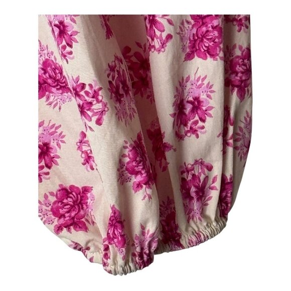 Zara Shirt Women Small Ivory Pink Floral Corset Bustier Long Sleeve Blouse Boho - Picture 5 of 9